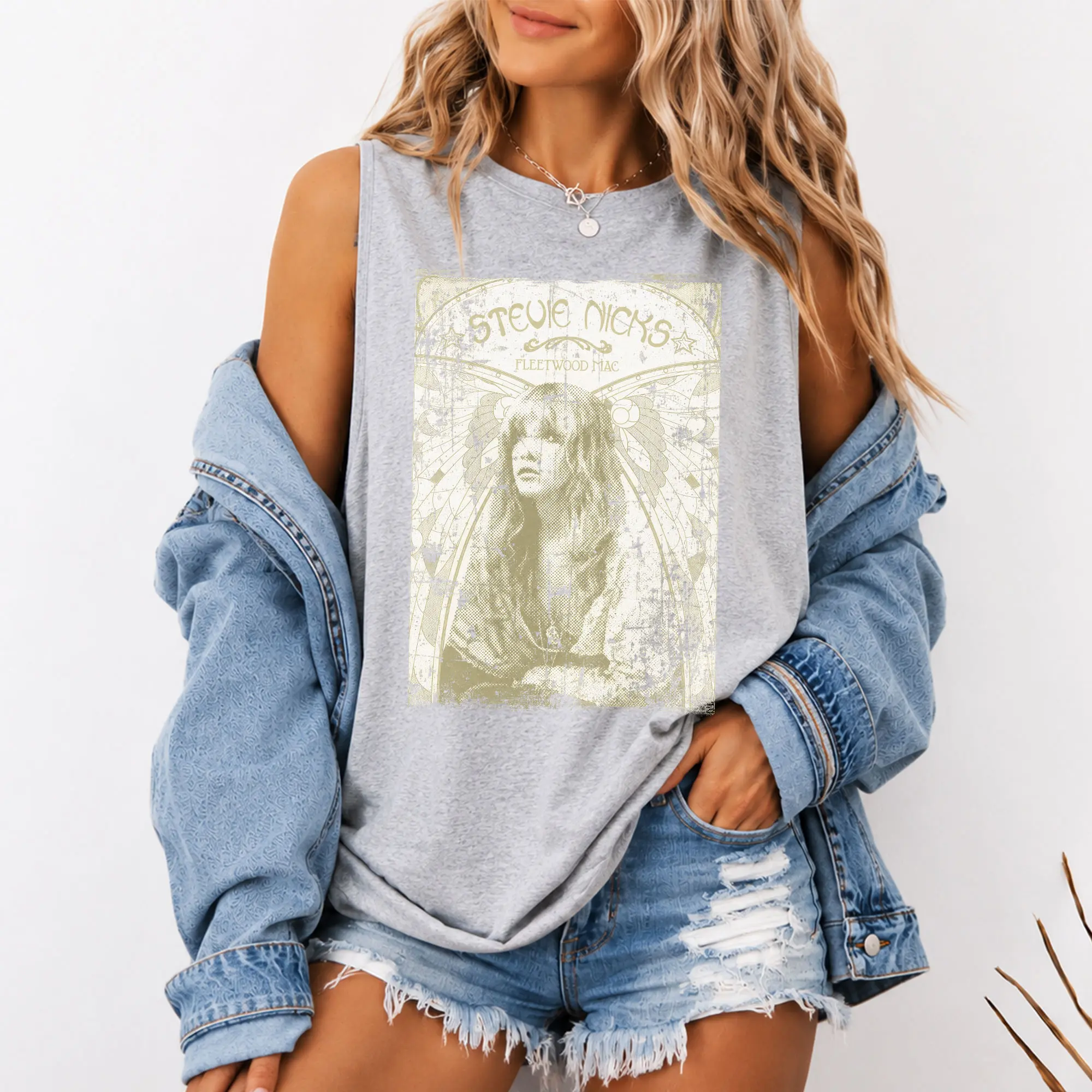 Graphic Steviie Nicks Tank Top, Enchanting Rock Style Tank for Fans, Unisex Clothing