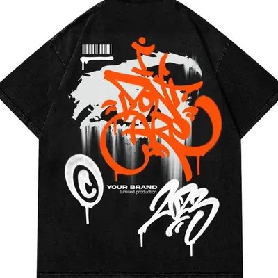 Orange and Black Graphic Tee Cropped TikTok Shop