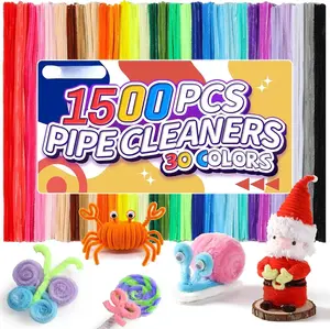 1500 count 30 Colors Quality Pipe Cleaners Bulk, Thick Pipe Cleaners Craft for DIY Craft Projects, Multicolored Limpia Pipas for Art Supplies & Materials, Rainbow Chenille Stems(12inch*6mm)