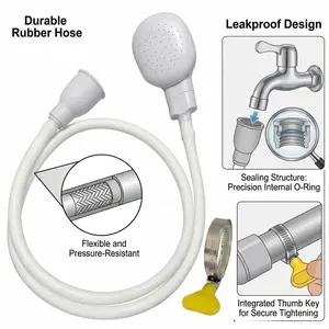 Sink Spray Hose with Nozzle 1m/2m/3m Rubber Faucet Hose Attachment Portable Sink Shower Sprayer for Pet Bathing Baby Washing Hair Shampoo Vegetable Rinsing Kitchen Cleaning Easy Install Leakproof Flexible Design Light-Up tee