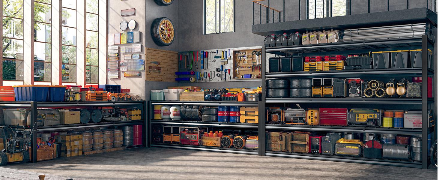 60" W Garage Shelving Heavy Duty 3000LBS Storage Shelves Adjustable Metal Shelving Unit for Storage 4/ 5 Tier Garage Storage Shelves Industrial Utility Shelf for Basement, 72" H / 60"H x 60" W x 24" D
