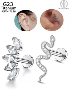 G23 Titanium Labret Studs 16g 18g, Lip Studs Cluster Earrings, Internally Threaded Medusa Ring, Cartilage Monroe Piercing Jewelry