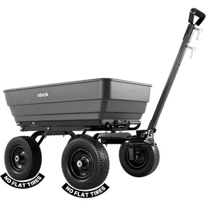 VEVOR 800lbs Poly Dump Garden Cart, Heavy Duty Yard Dump Cart Wagon, 4 Wheel Wheelbarrow with 10in Tires, 180Rotating Handle, Steel Frame and Quick Release SystemVEVOR Super Brand Day