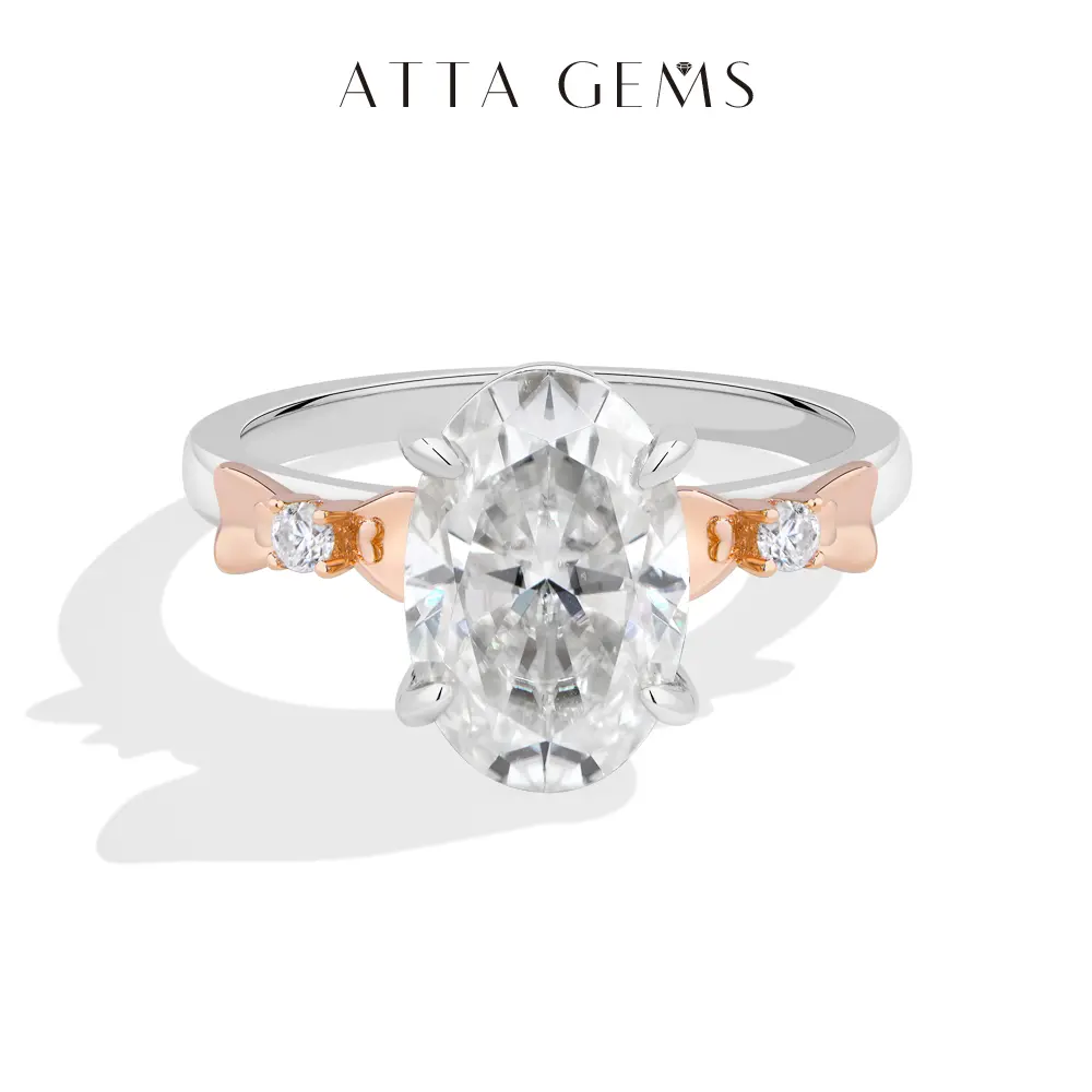 ATTAGEMS Engagement Ring for Women, 925 Sterling Silver with 4.5CT Oval Cut Lab-Grown Moissanite, Fine Jewelry for Wedding & Anniversary, Unisex
