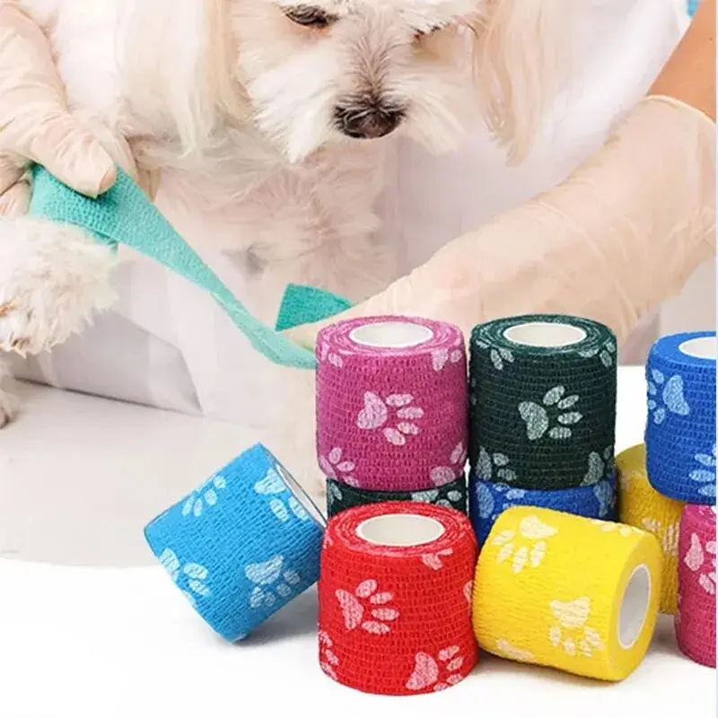 Pet Self-Adhesive Elastic Bandage, Colorful Printed, Cat Dog Leg Joint Protection, Anti-Dirt, Outdoor Wrap, 1/2/4/6pcs, 5cmx4.5m/7.5cmx4.5m