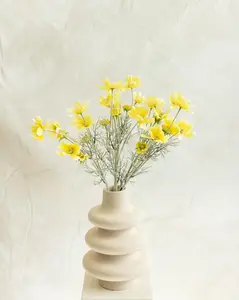 23.6" Light Yellow Faux Cosmos Flowers – Long Stem Cosmos Bouquet Flowers for Home Décor, Wedding Arrangements & Table Centerpieces