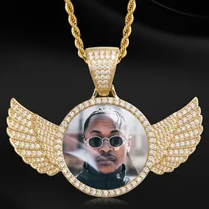 Personalized Colorful Po Pendant Necklace - Hip-Hop Memory Angel Wings, Printed Picture Jewelry, I Gift for Friends and Family