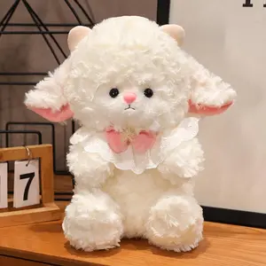 Cute Lamb Plush Toy Soft Sheep Stuffed Animal Kawaii Sheep Doll Adorable Gift for Valentine’s Day Cozy Home Decor Desk Ornament for Bedroom Office Display Shopping Mall Decoration