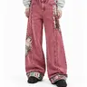 Aelfric Eden Patchwork Distressed Baggy Wide-Leg Jeans with Pockets Soft Denim Casual Streetwear Vintage Y2K Pantstressed Pants,clothes for back to school,first day of school outfits