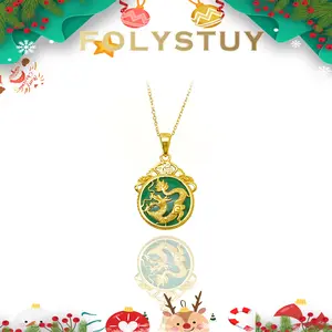 [38.5mm with 24mm Dragon pendant inlaid with agate]【FOLYSTUY (YNK16)】Fashion jewelry, unisex trendy fashion