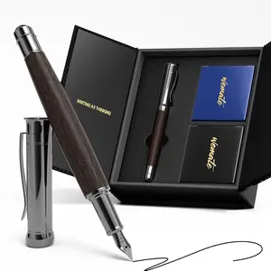 Fountain Pen Set, Fine Nib with 20PCS 2.6MM Ink Cartridges(10 Black&10 Blue),1 Ink Converter, Nice Luxury pen for Men Women, Cool Wooden Fountain Pen for Writing, Journaling, Calligraphy