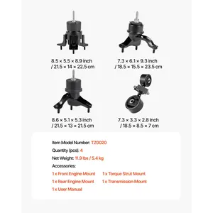 VEVOR Engine and Transmission Motor Mount Kit Replacement, Set of 4, Compatible with 2007-2011 Toyota Camry 2.4L L4, Replace OE# A62009, A4207, A4211, A4274, Secure Support