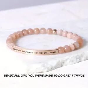 Delicate Crystal Cuff Bracelet for Women—Engraved with "Beautiful girl You Were Made to Do Great Things"—Personalized Inspirational Gift