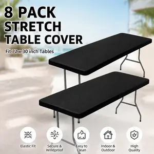 8-Pack Stretch Polyester Table Covers, 30x72 Inches Washable for 6ft Tables, Polyester Fits Indoor-Outdoor Parties Weddings (Home & Festive Party Supplies)