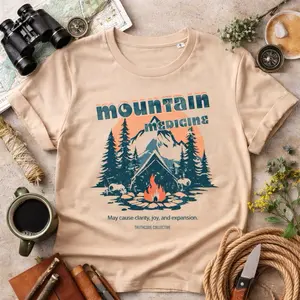 Mountain Medicine — Organic Cotton T-Shirt, Outdoors Graphic Top, Nature Lover Shirt, Hiking Aesthetic Unisex Tshirt, Casual Crewneck Tee [GOTS + OCS Certified]