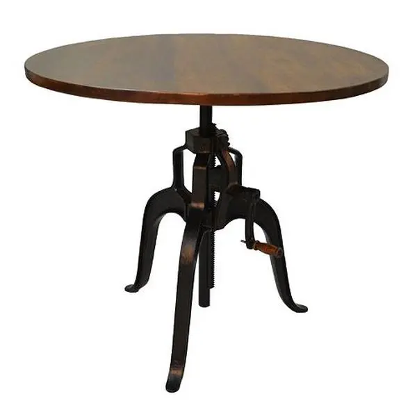 212 MAIN CT3636CHETBK Industrial Height-Adjustable Crank Desk - 30-36 in., Chestnut Finish, Cast Iron Base, Indoor Furniture Table
