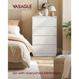 Modern Minimalist 4-Drawer Dresser, Freestanding Storage Chest of Drawers Organizer Tower Unit, Multipurpose Wooden Storage Cabinet for Bedroom, Closet, Living Room, Entryway, 15.7 x 23.6 x 38.3 Inches