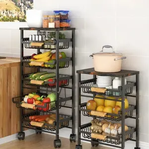 Multi-layer Metal Rolling Storage Cart, 1 Count Space Saving Mesh Basket Storage Rack with Tabletop, Multi-purpose Snack Makeup Cart for Home Bathroom Kitchen