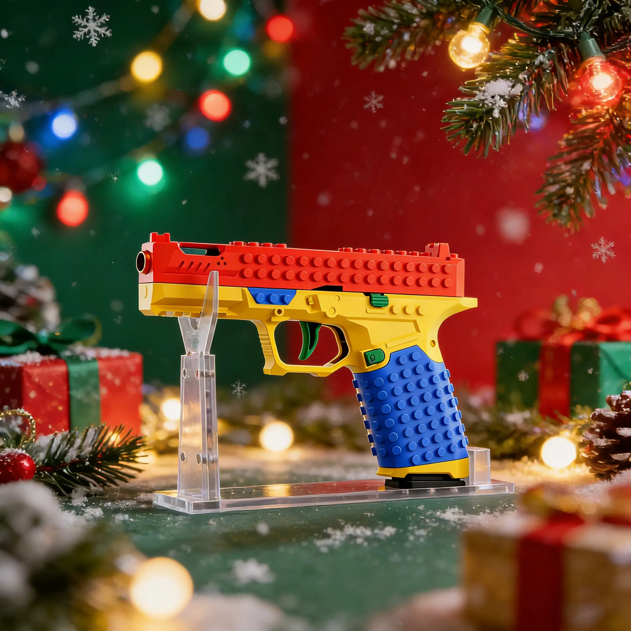 Unisex DIY Building Block Toy Gun Creative Assembly Kit - Safe Materials, BPA-Free, Movable Parts, Fun Shooting Play, Display Stand - Christmas Gift for Ages 6-8, 6-8 Years
