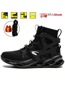 Indestructible Work Safety Boots for Men Breathable Lightweight Reliable Durable Steel Toe Industrial Construction Shoes Mechanic Restaurant Garden Hiking Men's Lightweight steel toe shoes steel toe shoes fashionable footwear