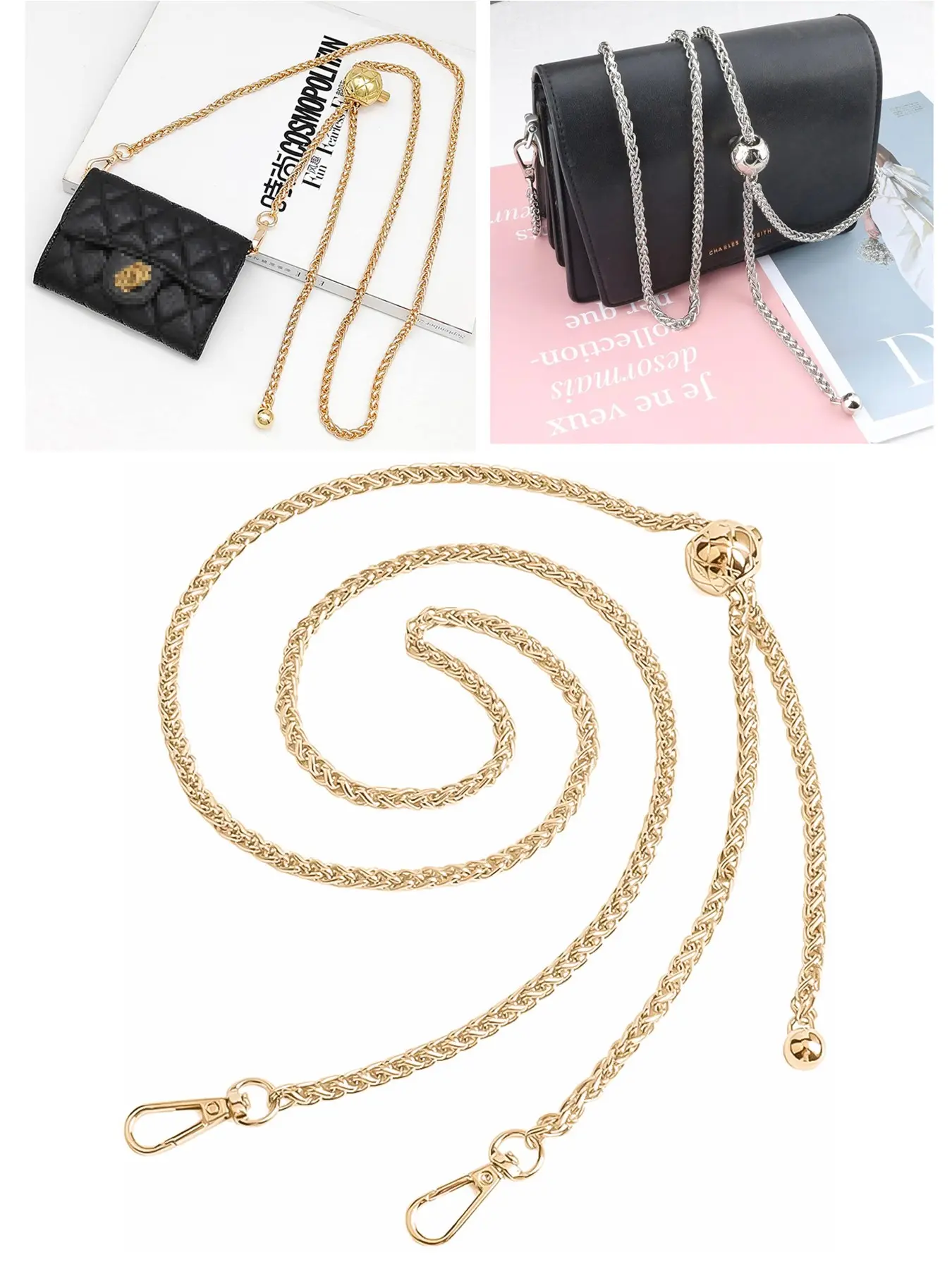 Adjustable Bag Chain (35-120cm), Chain For Purse, Purse Chains, Purse Extender Chain, Replacement Shoulder Strap, Crossbody Phone Case Chain, DIY Wallet Making Accessories, Handbag Accessory, 1 Piece