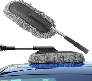 Microfiber Car Duster Cleaning and Car Dash Brush Supplies for Dashboard Exterior Dust Interior Cleaner with Long Retractable Handle to Trap Dust and Pollen for Cars Truck Bike RV Boats Motorcycle