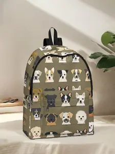 Cute Dog Print Backpack, Fun Design, Fashionable Look, Spacious Storage, Ideal for School, Travel, Business Trips, Casual Printed Backpack