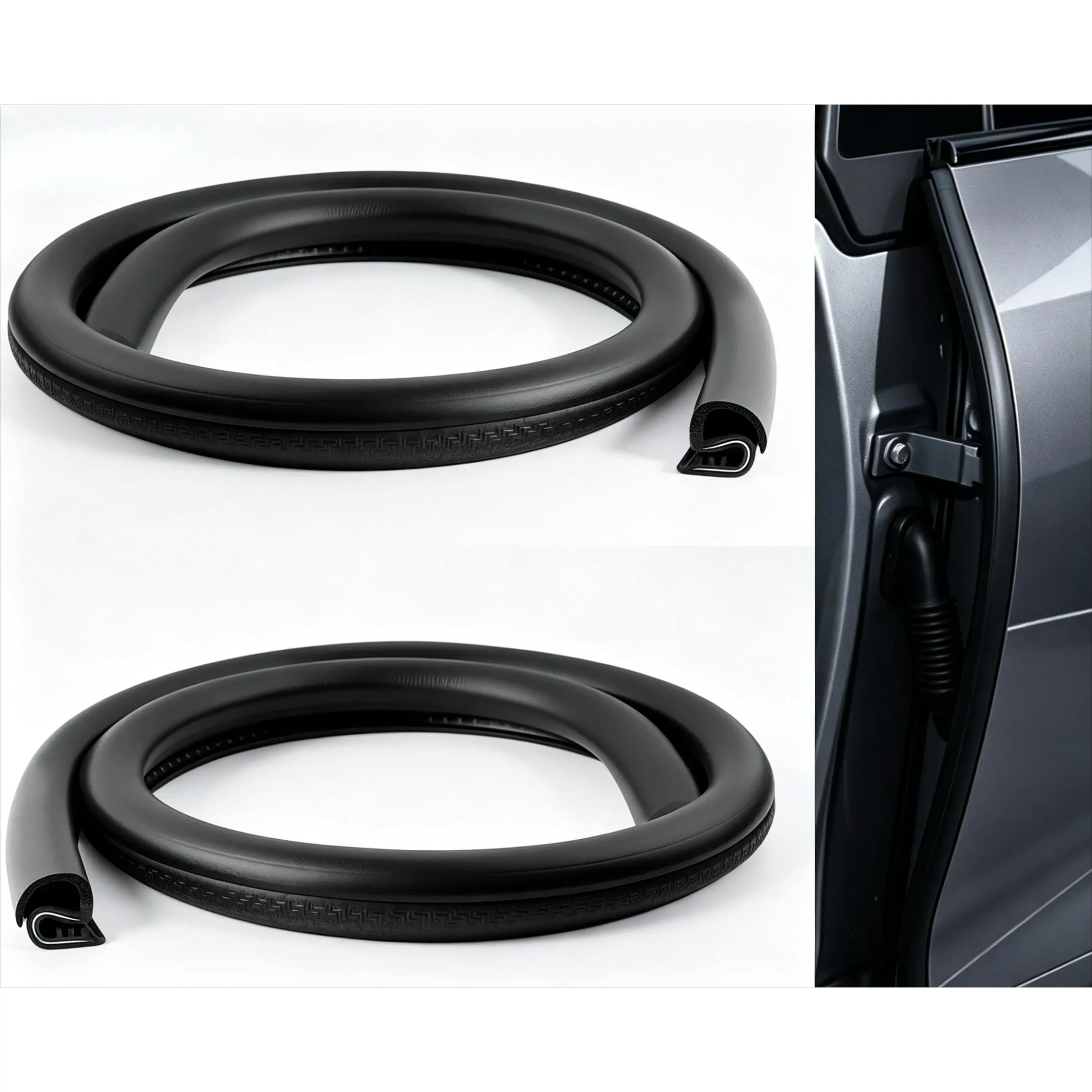 2.62Ft Open-End Car Door Weather Seals (2PCS) - U-Shaped Steel Strip Rubber Edge Trim, Vehicle B-Pillar Bayonet Lock, Universal Fit for Most Cars-SUVs, Blocks Rainwater Entry, Reduces Wind Noise, Tool-Free Easy Installation, Flexible