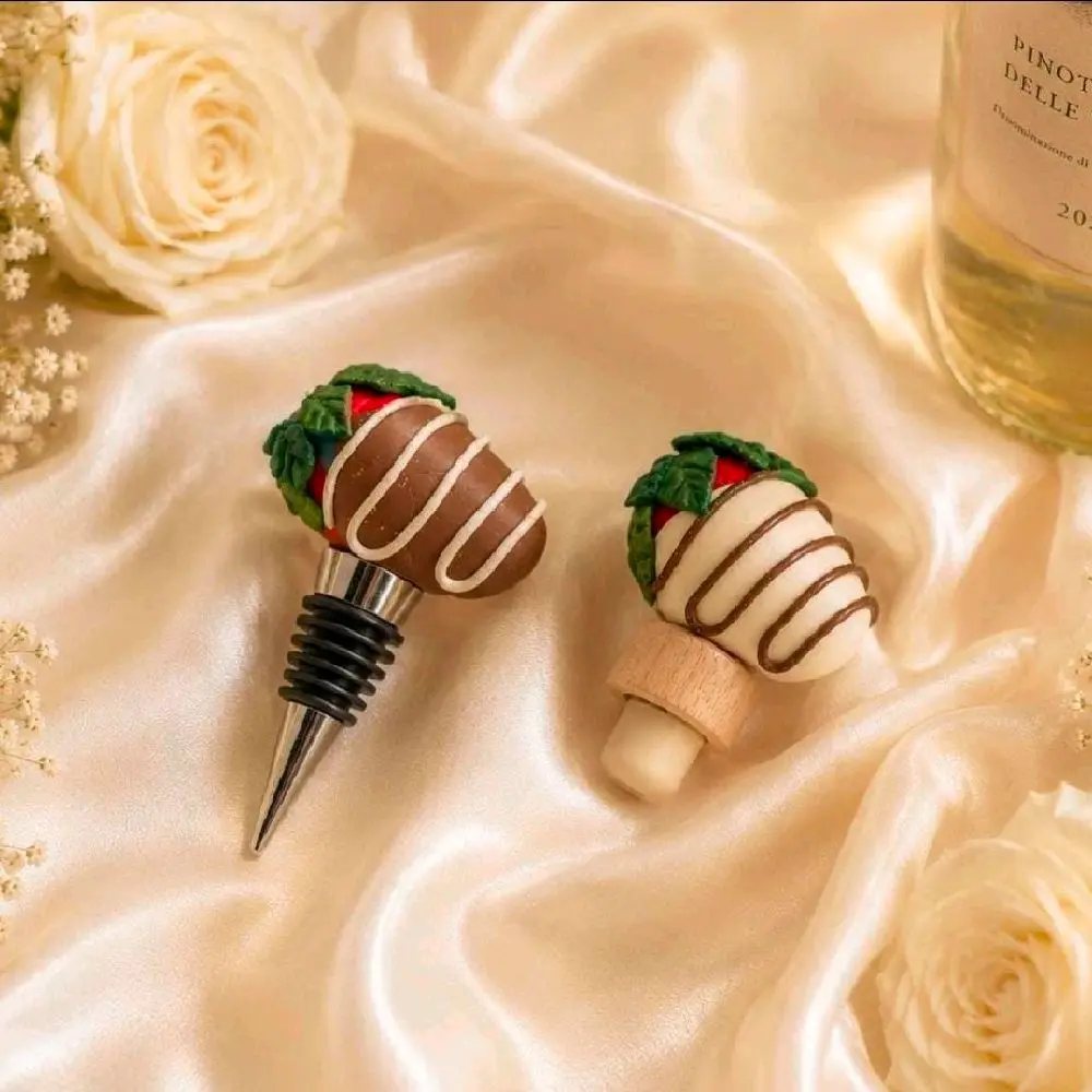 Handmade Chocolate Strawberry Bottle Stopper