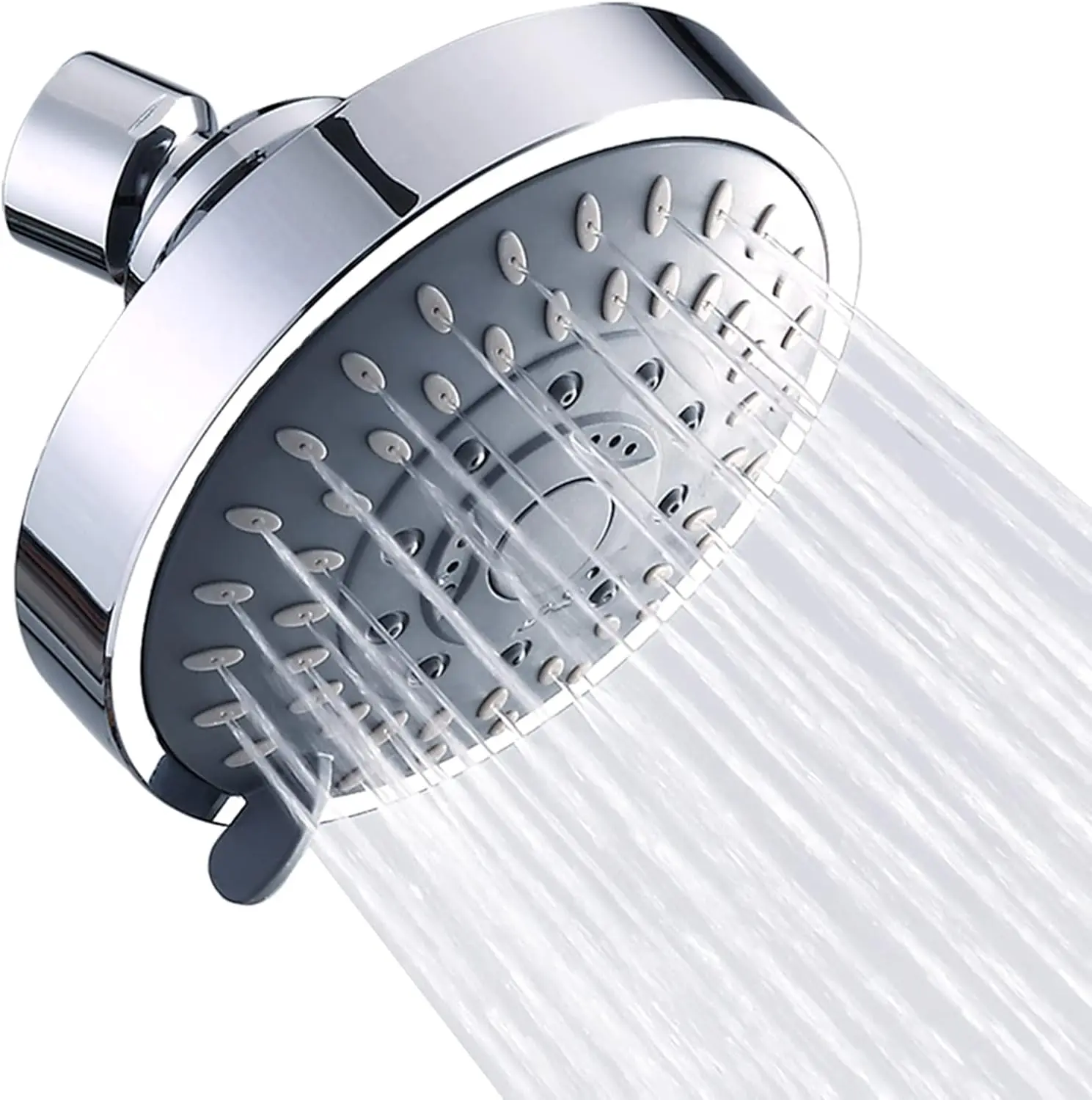 Polished Chrome Luxury 5-Mode High-Pressure Adjustable Showerhead - Anti-Clog Silicone Nozzles, Easy Installation, Adjustable Angles, Shower Water Equipment, Enhances Bathroom's Aesthetics, Seamless Shower Routine