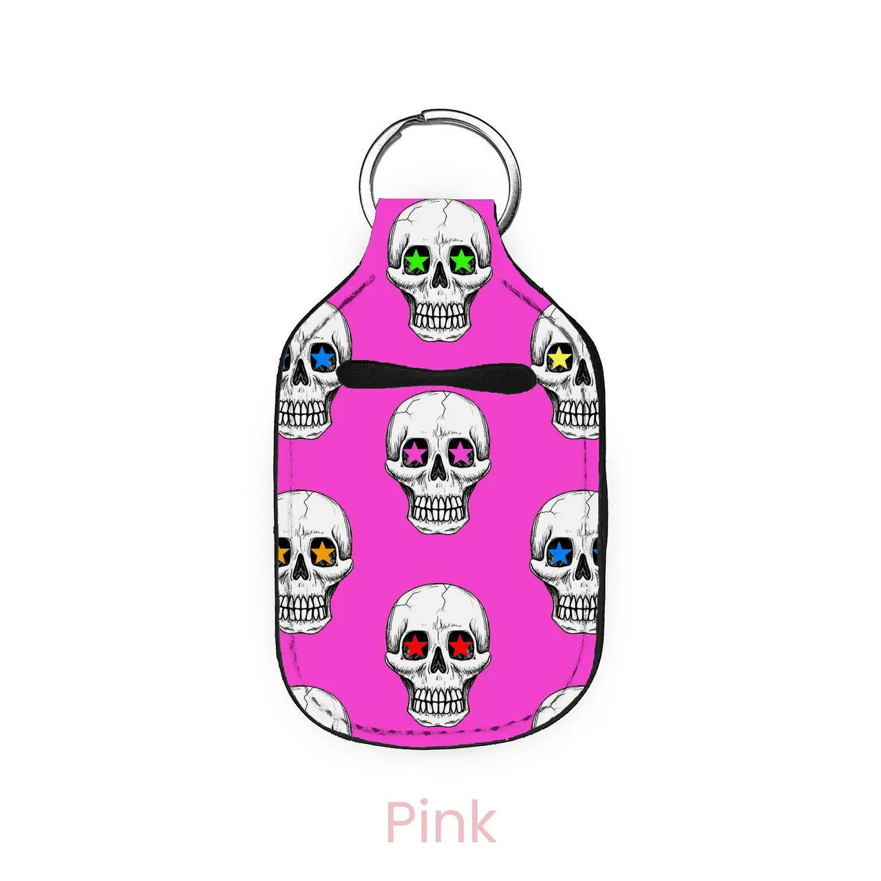 abbyrose Skulls & Stars Hand Sanitizer Holder Pink