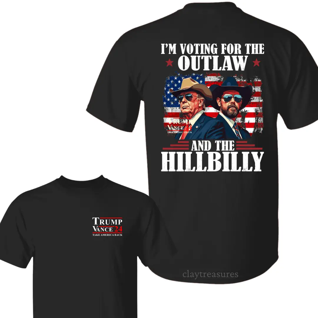 I'm Voting For The Outlaw And The Hillbilly Trump Vance 2024 Shirt, Republican Shirt, Make American Great Again, Gift for Trump Supporter, Full Size