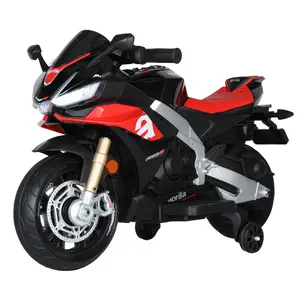 【Christmas gift】Kids Electric Motorcycle with Long Battery Life Aprilia Licensed EVA Training Wheels Large Seat 3-5 Years 12V Easy Riding Safety Balance Music Bluetooth Functionality