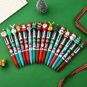 10 Christmas Theme Ballpoint Pens, Multi Purpose Pens, 4-In-1 Multi-Color Retractable Pencils, Creative Colorful Office & School Supplies, Perfect Gift Choice