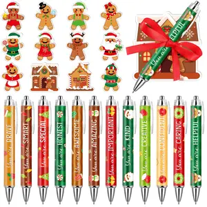 24 Sets Christmas Sticky Notes with Pens Christmas Notepads Xmas Tree Note Pads Winter Memo Pad with Inspirational Ballpoint Pens Holiday Gifts for School Classroom Coworkers Holiday Decoration Party Favors Office Supplies