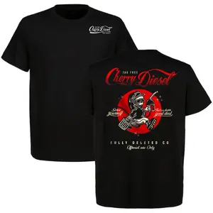 Cherry Diesel “Tax Free” Fuel Pump Graphic T-Shirt, Classic Fit Crewneck, Diesel Truck Culture Streetwear Style, For Diesel Enthusiasts, Off-Road Fans & Garage Crew