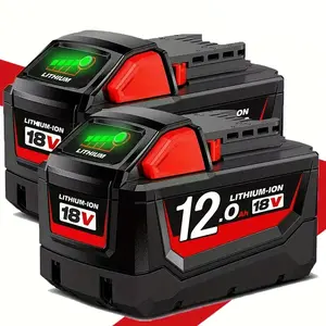 2-Pack 18V 12.0Ah Lithium-Ion Batteries For Milwaukee M18 XC, Compatible with 48-11-1850 48-11-1860