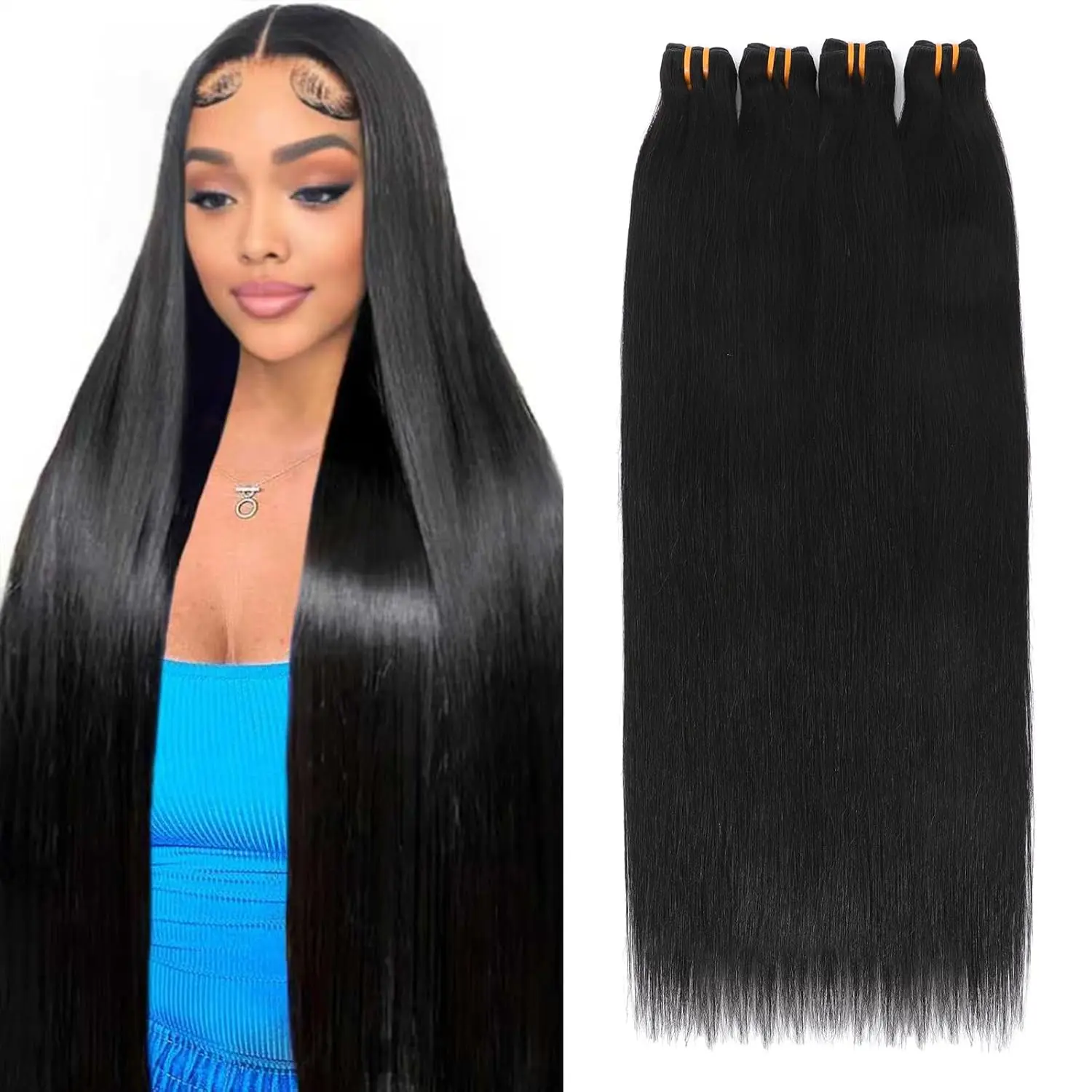 Unisex Virgin Human Hair Bundles - Natural Black Quick Weave Extensions with Body Wave, Straight, Deep Wave Options for Natural Look Daily Wear