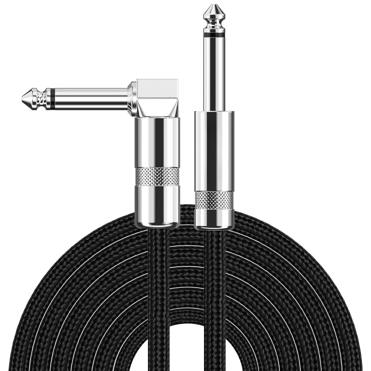 10FT Electrical Instrument Cable - Right Angle 1/4 Inch Connector, Black, for Electric Guitar, Acoustic Guitar, Bass, Keyboard, Organ, Mixer, Power Amplifier, Karaoke Speaker, High-Quality Signal Transfer