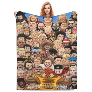 Hulk Hogan & WWE Legends Plush Blanket Soft Wrestling Throw for Man Cave Cozy Fan Gift Home Decor Birthday Christmas Father's Day Gift