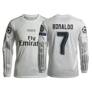 C.Ronaldo 2015-16 Retro Home White No.7 Short-Sleeved Long-Sleeved Soccer Jerseys Top