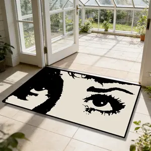 Modern Art Style Contrast Long Rug, Living Room Bedroom Carpet, Washable Easy Clean Plush Mat, Home Decor