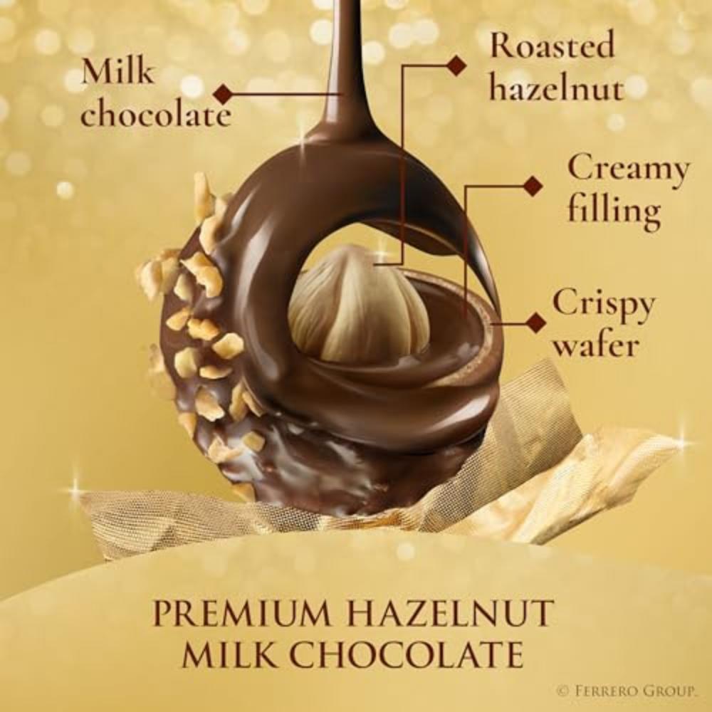 Ferrero Rocher Gourmet Hazelnut Milk Chocolate Gift Box, 12 Individually Wrapped Chocolates, 5.3 oz (Pack of 2)