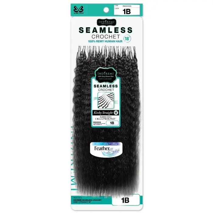 Bobbi Boss Indiremi 100% Remy Human Hair Seamless Crochet Braids - KINKY STRAIGHT 18"