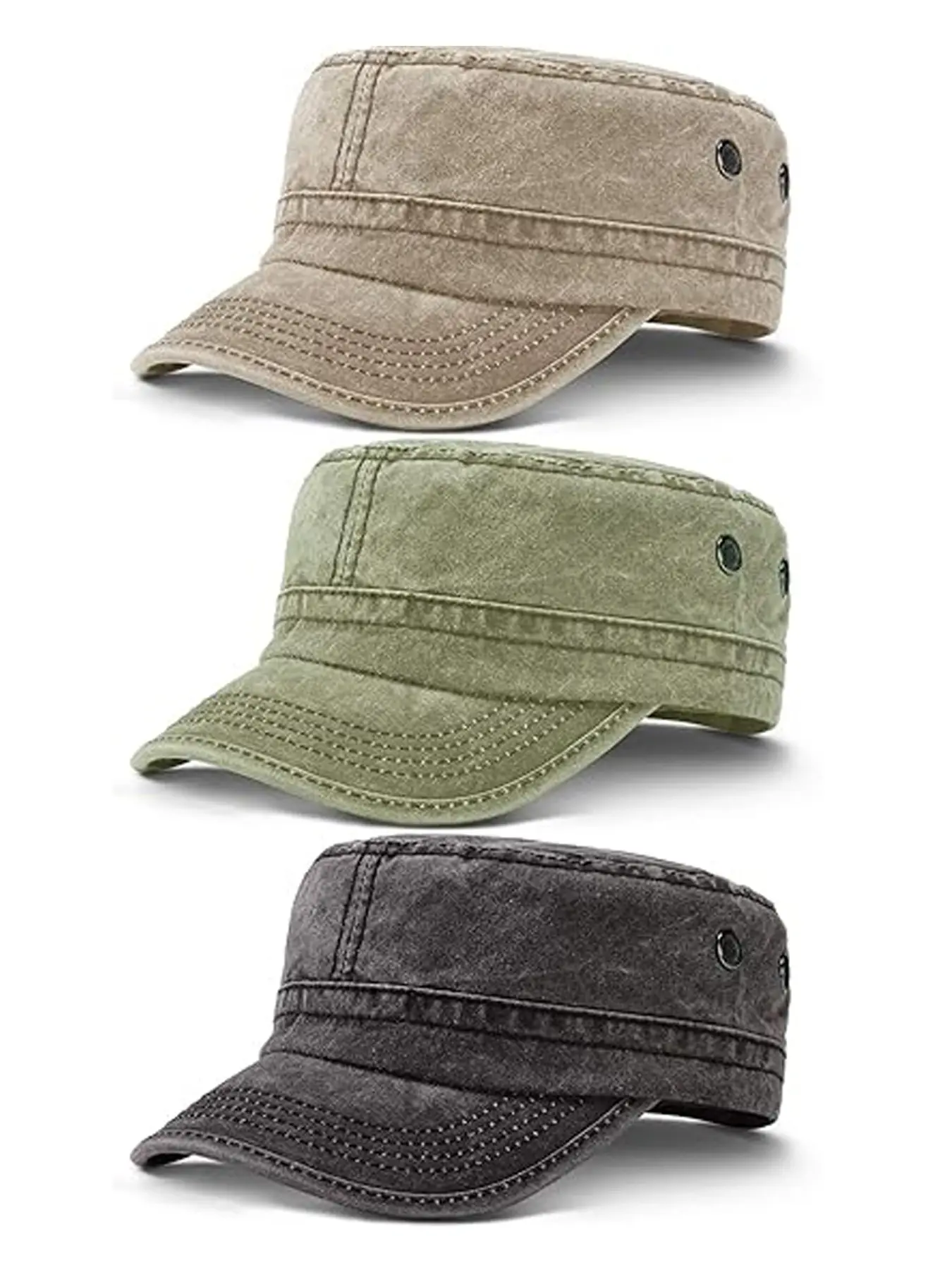 3 Pieces Cadet Army Caps for Men Military Style Hat for Flat Top Caps Adjustable Cotton Hat Unisex Premium Quality Cap High Quality Hat