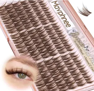 Anime Cluster Lashes Brown Cluster Eyelash Extensions Fairy Eyelash Clusters Wispy Lash Clusters Dark Brown Individual Lash C-Curly Lash Extension Spiky Manga DIY Eyelashes Pack (108Pcs, 10-16MM)