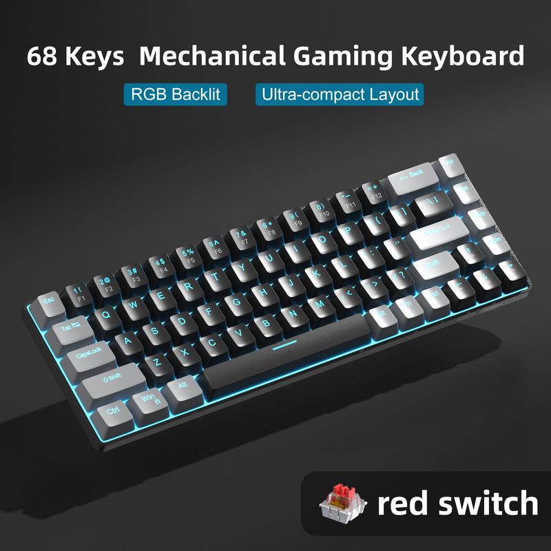 MageGee MK-Box 60% Compact Mechanical Gaming Keyboard, LED Backlit 68 Keys Portable Mini Wired Office Keyboard with Brown Switches for Windows Laptop PC Mac