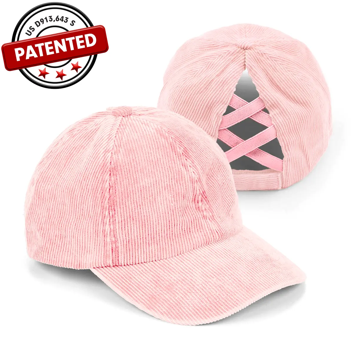 C.C Criss-Cross Stone Washed Corduroy Baseball Cap Ponytail Cap For Women baseball hat