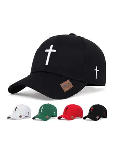 Unisex Casual Cross Embroidery Baseball Cap, Casual Outdoor Sports Hat for Men & Women, Adjustable Sun Protection Cap for Daily Wear