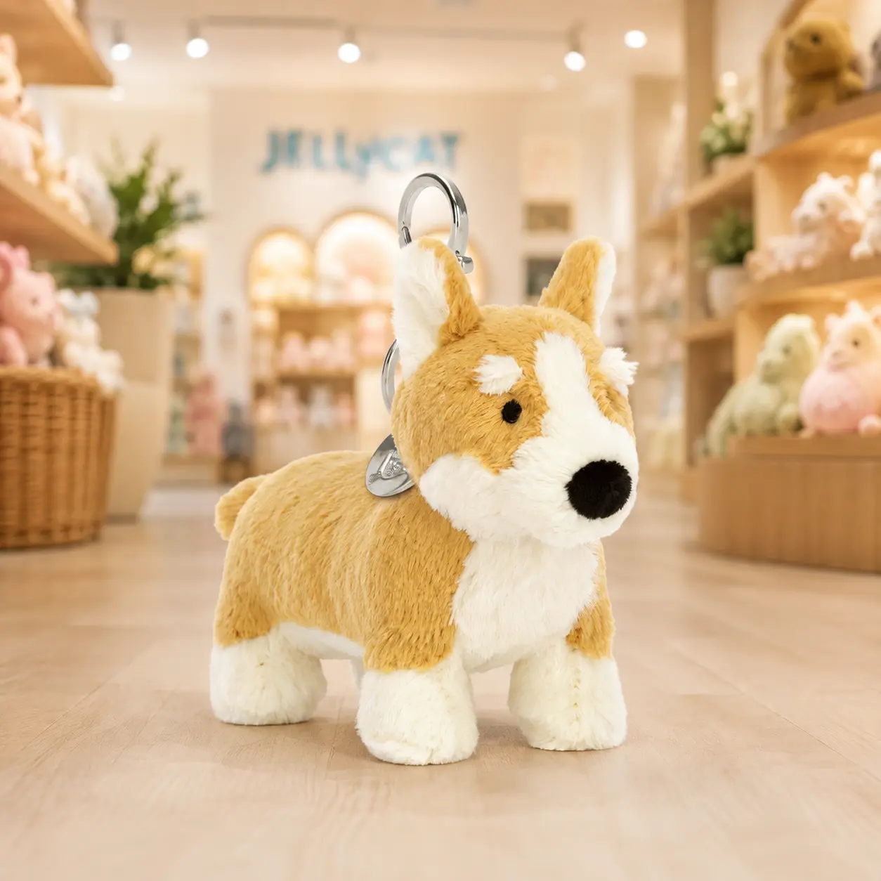 Jellycat Betty Corgi Bag Charm, Cute Plush Dog Keychain, Soft Puppy Purse Charm, Backpack Accessory, Gift for Dog Lovers